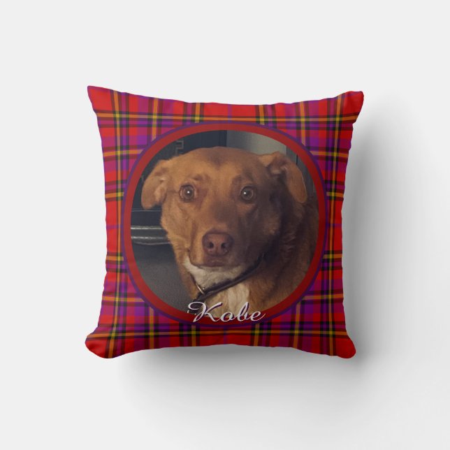 Cojín Decorativo Pet on Plaid Monogrammed (Anverso)