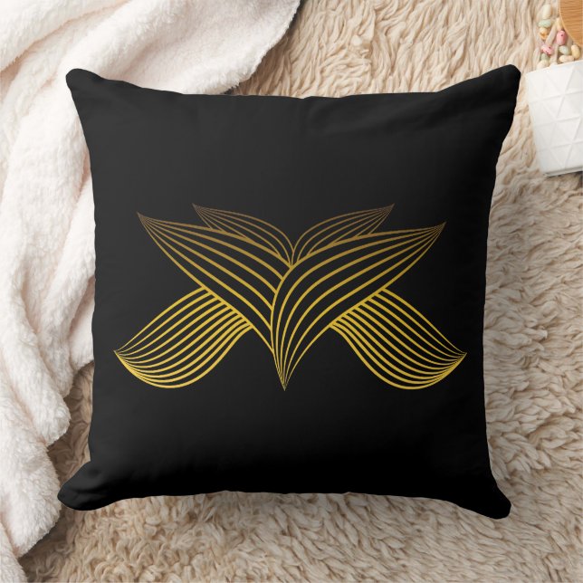 Cojín Decorativo pétalo de flor de línea dorada (Manta)