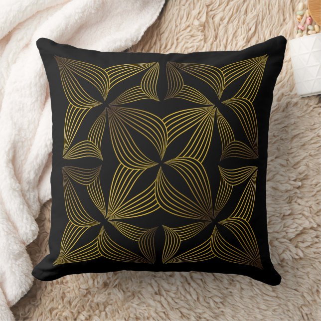 Cojín Decorativo pétalo de flor de línea dorada (Manta)