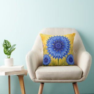 Cojín Decorativo Pétalo Radiante: Azul Aciano