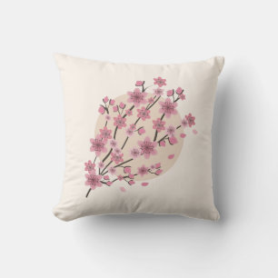 Cojín Decorativo Pétalos de árbol de flor de cerezo floral rosa