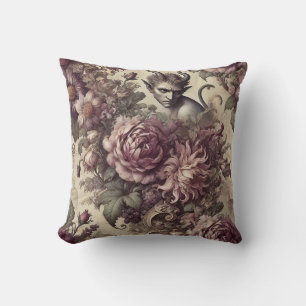 Cojín Decorativo Pétalos de ciruela malvados - Diseño floral gótico