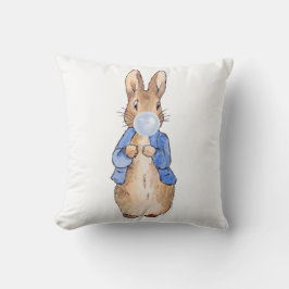 Cojín Decorativo Peter Blowing es un chicle azul de la burbuja