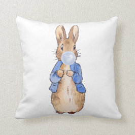 Cojín Decorativo Peter Blowing es un chicle azul de la burbuja