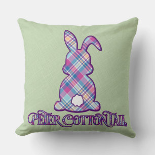 Cojín Decorativo Peter Cottontail Purple Plaid Easter Bunny
