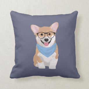 Cojín Decorativo Peter el perrito azul del Corgi del pañuelo del