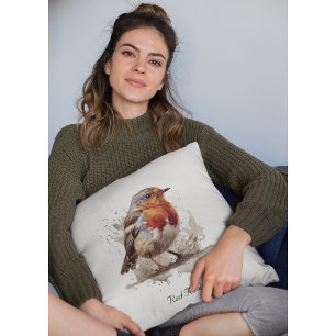 Cojín Decorativo Petirrojo Encantador del Patio, personalizado