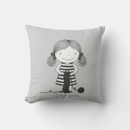 Cojín Decorativo Petite Fille Adorable qui Tricote I Love Knitting