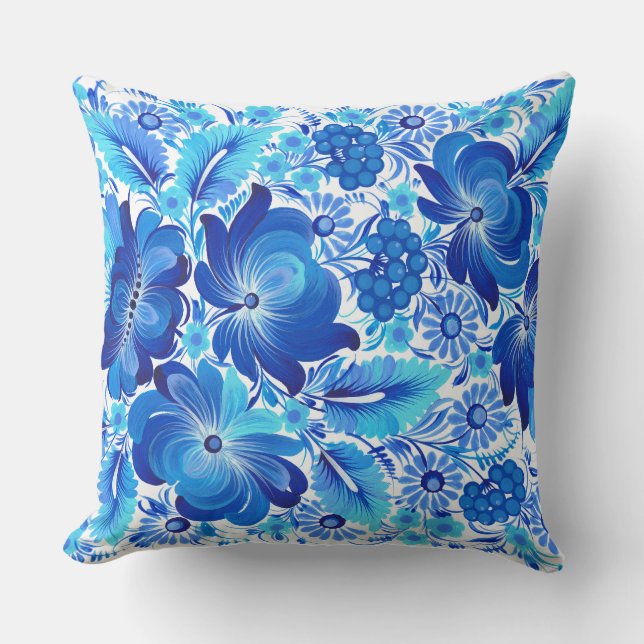 Cojín Decorativo Petrikivka Ukrainian traditional folk art.  (Anverso)