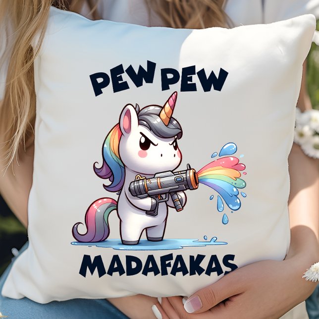 Cojín decorativo Pew Pew Unicorn (Subido por el creador)
