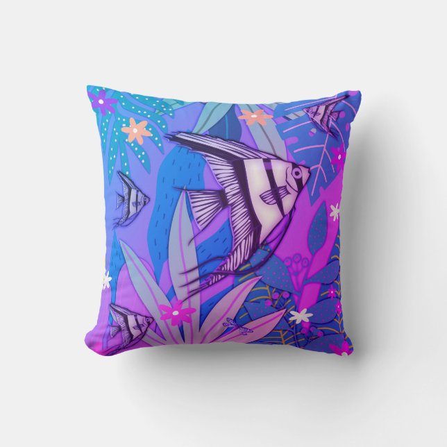 Cojín Decorativo Pez ángel estampado #2 Miami (Anverso)