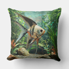 Cojín Decorativo Pez ángel nadando en acuario de agua dulce