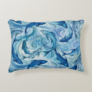 Cojín Decorativo Pez Azul Místico Fluyendo Armonía