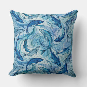 Cojín Decorativo Pez Azul Místico Fluyendo Armonía