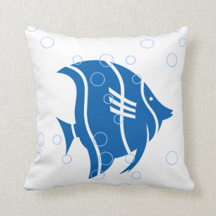 Cojín Decorativo pez azul sobre PILLOW blanco