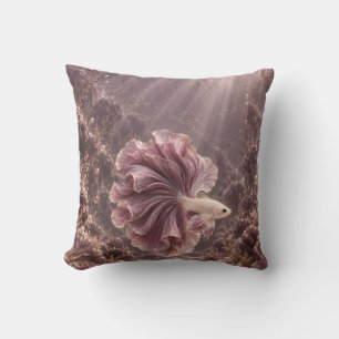 Cojín Decorativo Pez Betta Fluyente Malva Coral Perla Océano
