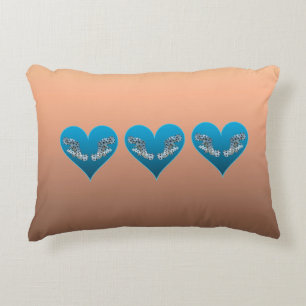 Cojín Decorativo Pez Grouper - Corazones Azules, dispuestos horizon