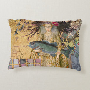 Cojín Decorativo Pez Mujer Piscis Vintage Gótico Clásico
