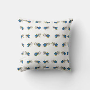 Cojín Decorativo Pez pavo real azul y amarillo