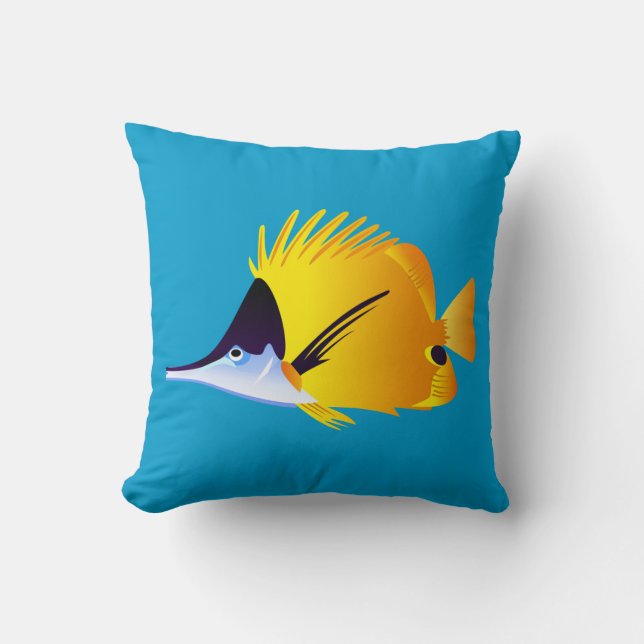 Cojín Decorativo Pez tropical amarillo hermoso (Anverso)