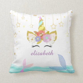 Cojín Decorativo Pezón de la sirena arcoiris de unicornio