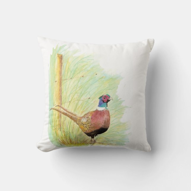Cojín Decorativo Pheasant Bird Cute Watercolour Ring (Anverso)