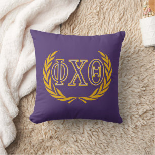 Cojín Decorativo Phi Chi Theta Griego con Corona