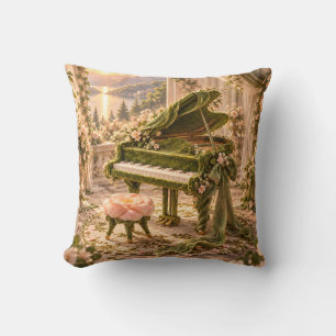 Cojín Decorativo Piano de cola verde musgo Jardín romántico de mont