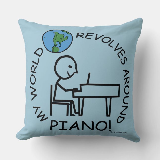 Cojín Decorativo Piano - El mundo gira (Anverso)