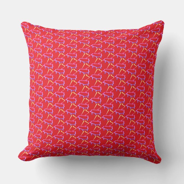 Cojín Decorativo Piano Rojo Adornado (Anverso)