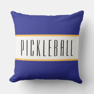 Cojín Decorativo PICKLEBALL Azul Profundo Amarillo Blanco Rayas de 