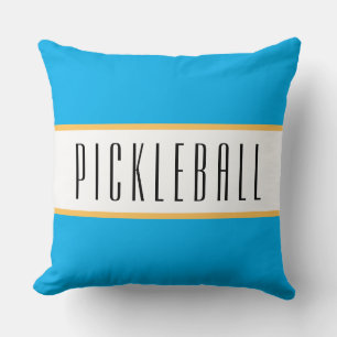 Cojín Decorativo PICKLEBALL Diversión Azul Azure Blanco Rayas de Ca