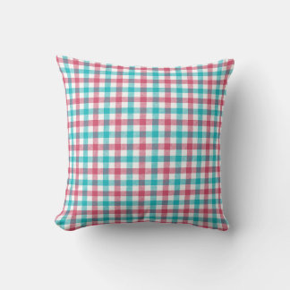 Cojín Decorativo Pícnic de Verano Cuadros Teal y Rosa