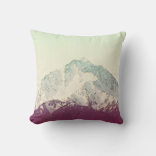 Cojín Decorativo Pico de montaña invernal, filtro de cosecha hipste