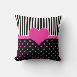 Cojín Decorativo Picos de polka rosa dulce.