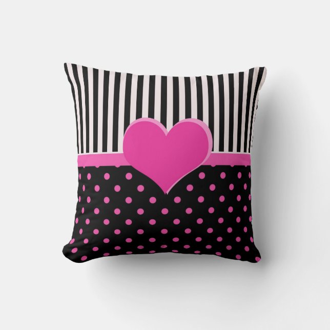Cojín Decorativo Picos de polka rosa dulce. (Anverso)