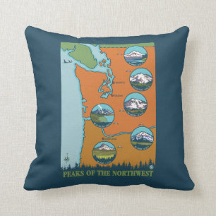 Cojín Decorativo Picos del noroeste - 5 diversas montañas