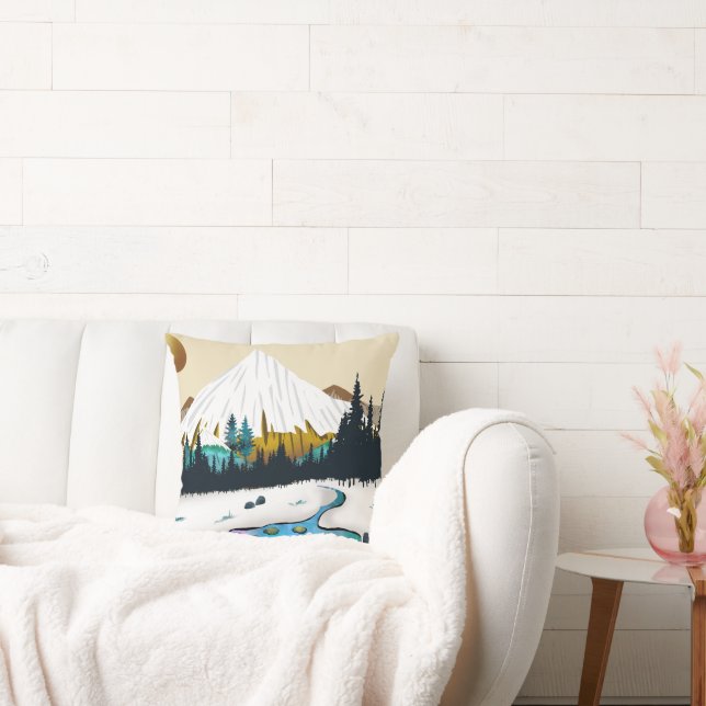 Cojín Decorativo Picos nevados y lago cisne, tranquilo lugar invern (Sofá)