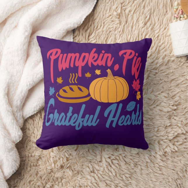 Cojín Decorativo Pie de calabaza y corazones agradecidos, Acción de (Manta)