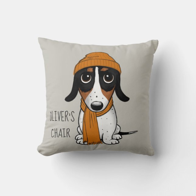 Cojín Decorativo Piebald Dachshund Hipster Dog Personalizado (Anverso)