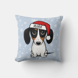 Cojín Decorativo Piebald Dachshund Navidades Nombre personalizado P