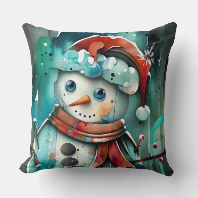 Cojín Decorativo Piedra acuática contemporánea de nieve (Anverso)