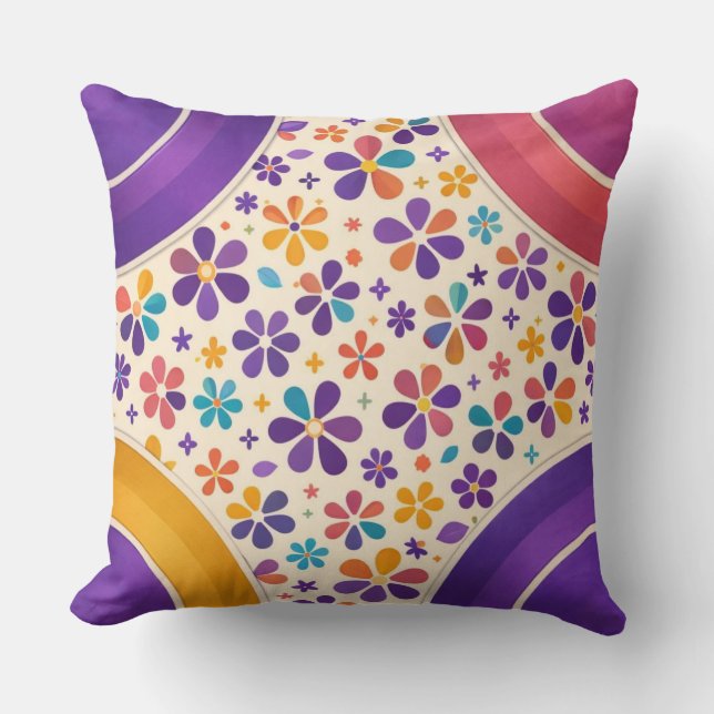 Cojín Decorativo Piedra Angular Bloom — Variante Violeta Real (Anverso)