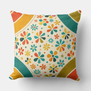 Cojín Decorativo Piedra Angular Flor Mid‑Century