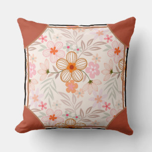 Cojín Decorativo Piedra Angular Floral Naranja