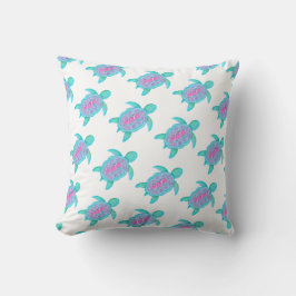 Cojín Decorativo Piedra de arte de la tortuga rosa de color blanco 