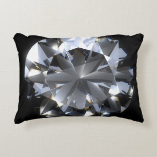 Cojín Decorativo Piedra de diamante: destello del espacio negro.
