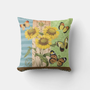 Cojín Decorativo Piedra de flores de sol y mariposas a la moda