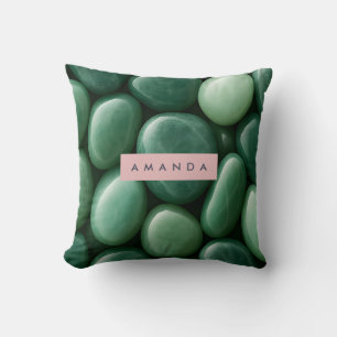 Cojín Decorativo Piedra de Jade Verde Sereno Personalizada