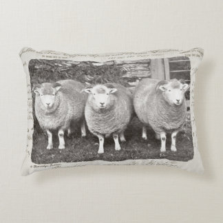 Cojín Decorativo Piedra de oveja de granja vintage en cremas y gris